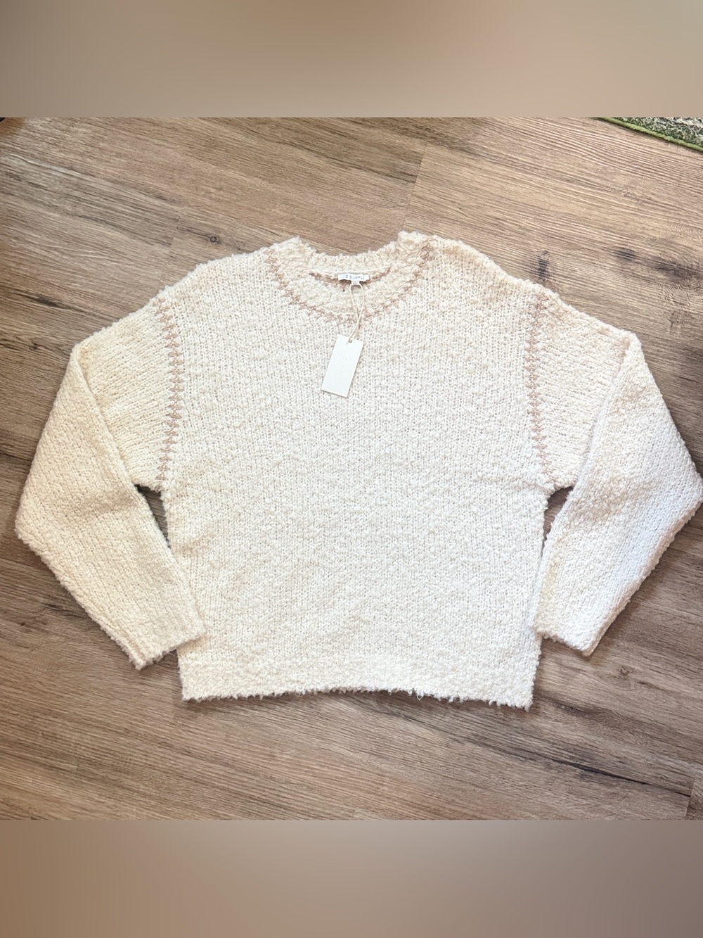 NWT Z Supply Romnie Whipstitch Textured Cream Sweater Size M